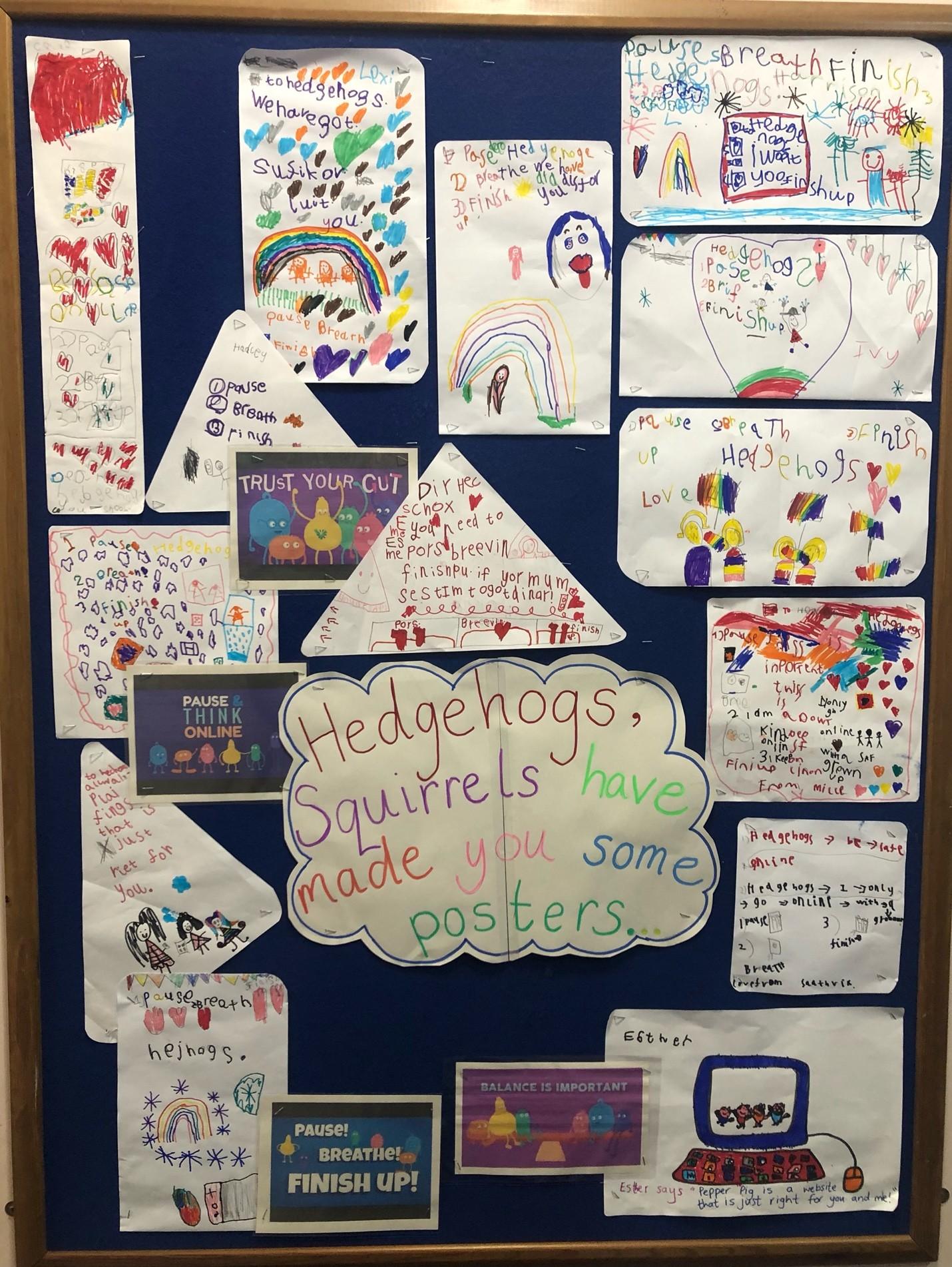 Year 1 create online safety posters for Year R.